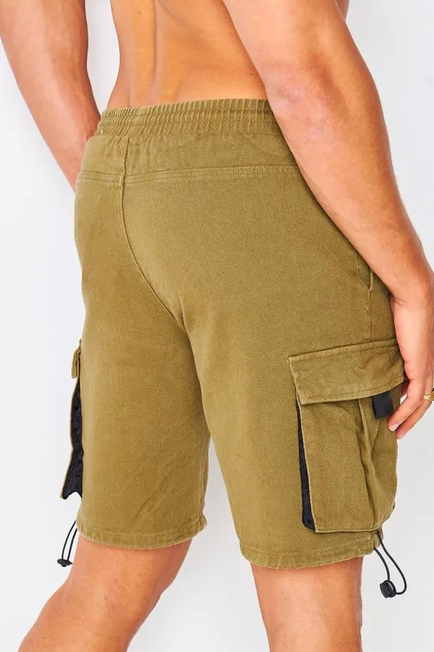 Men Cargo Shorts In Khaki Green Brentiny Paris Shorts