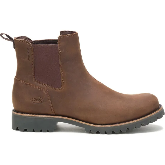 Men Chaco Boots Fields Chelsea Waterproof Chestnut Brown