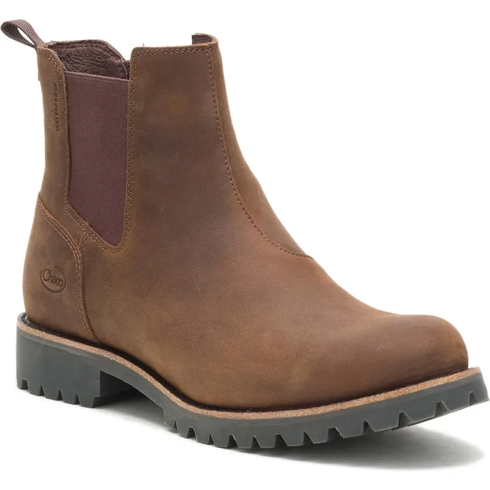 Men Chaco Boots Fields Chelsea Waterproof Chestnut Brown