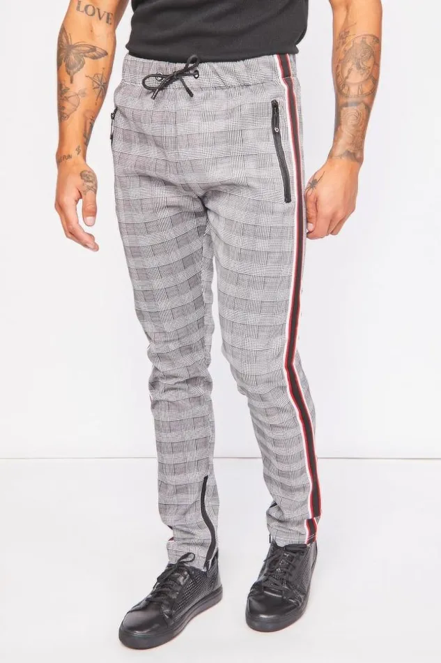 Men Checked And Striped Jogging Pants Brentiny Paris Jogging Bottoms