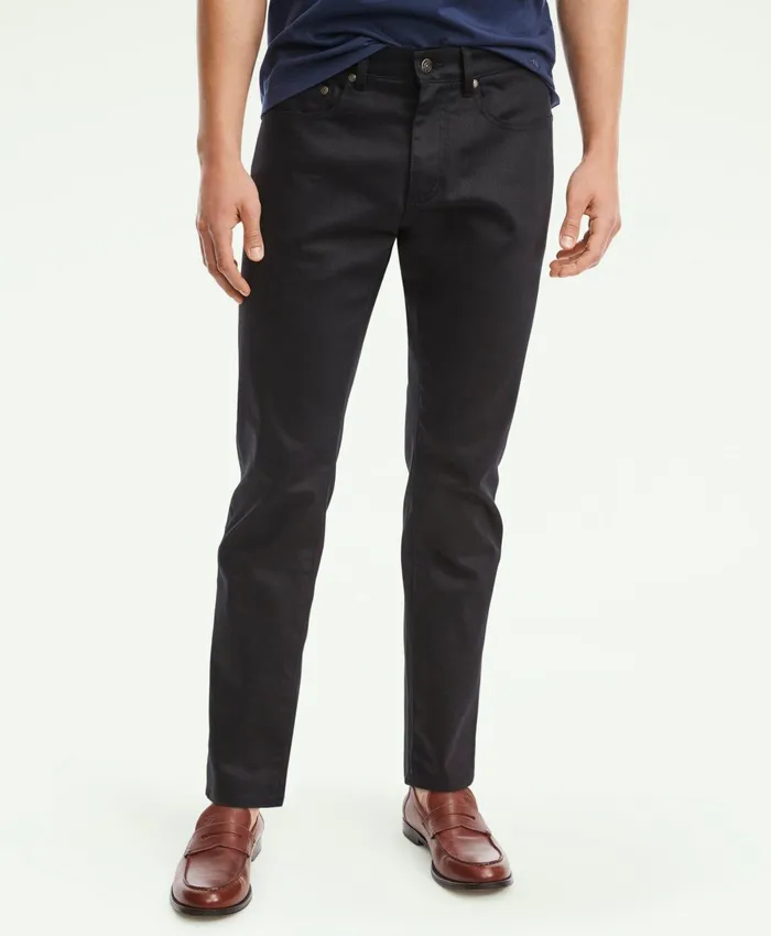 Men Classic Slim Fit Denim Jeans Black Brooks Brothers Chinos and Casual Pants