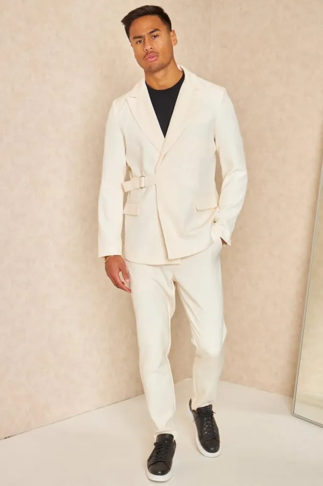Men Costume 2 Pices Blazer Pantalon Blanc Cass Ecru Brentiny Paris Suit