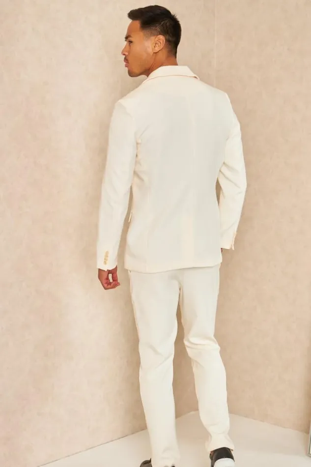 Men Costume 2 Pices Blazer Pantalon Blanc Cass Ecru Brentiny Paris Suit