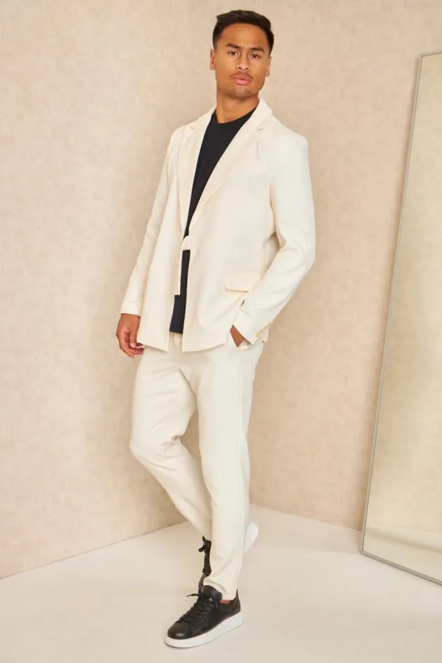 Men Costume 2 Pices Blazer Pantalon Blanc Cass Ecru Brentiny Paris Suit