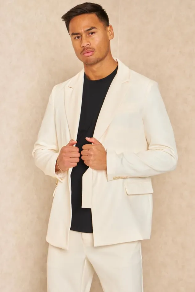 Men Costume 2 Pices Blazer Pantalon Blanc Cass Ecru Brentiny Paris Suit