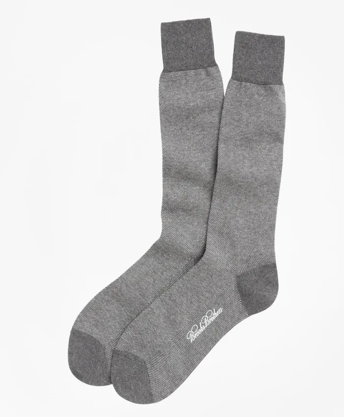 Men Cotton Bird039S Eye Crew Socks Grey Brooks Brothers Sock