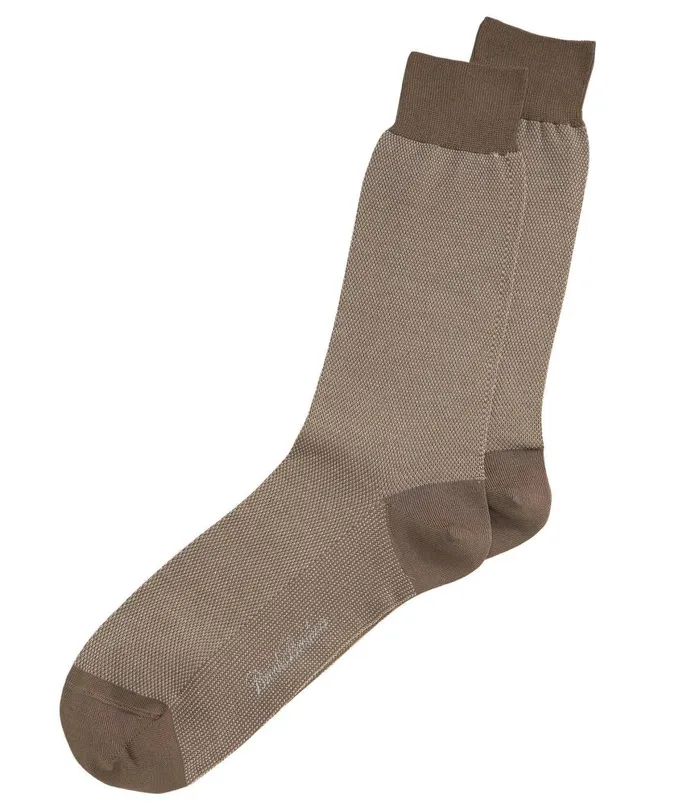 Men Cotton Bird039S Eye Crew Socks Tan Brooks Brothers Sock