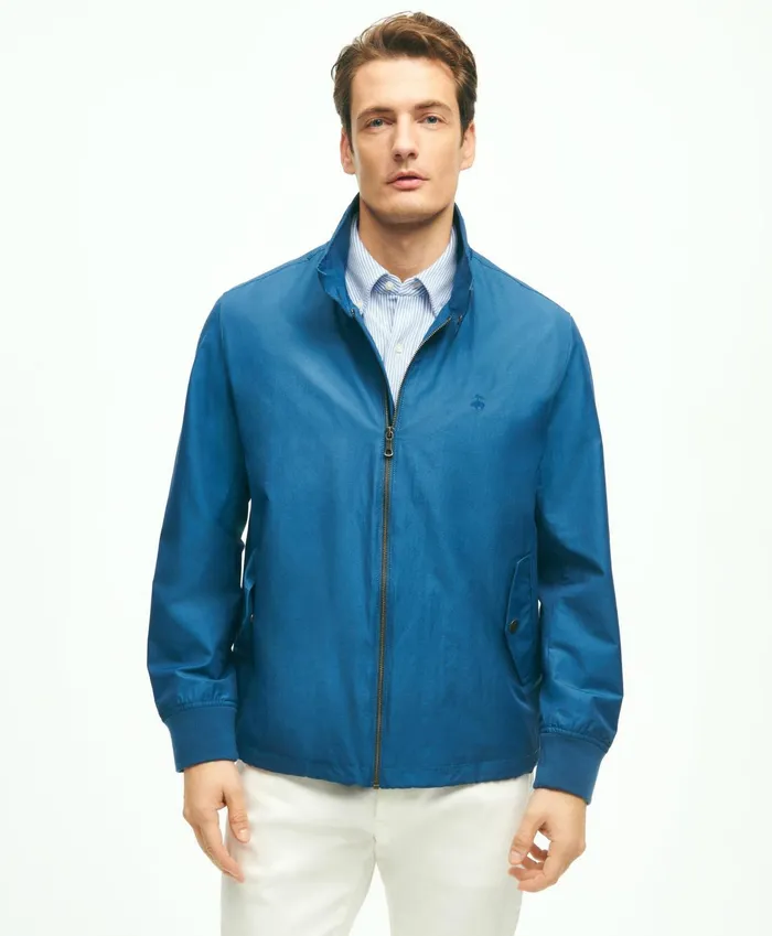 Men Cotton Blend Harrington Jacket Medium Blue Brooks Brothers Coats and Jackets