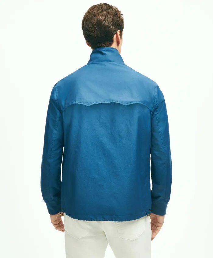 Men Cotton Blend Harrington Jacket Medium Blue Brooks Brothers Coats and Jackets