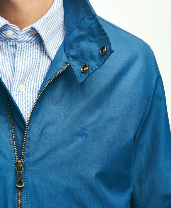 Men Cotton Blend Harrington Jacket Medium Blue Brooks Brothers Coats and Jackets