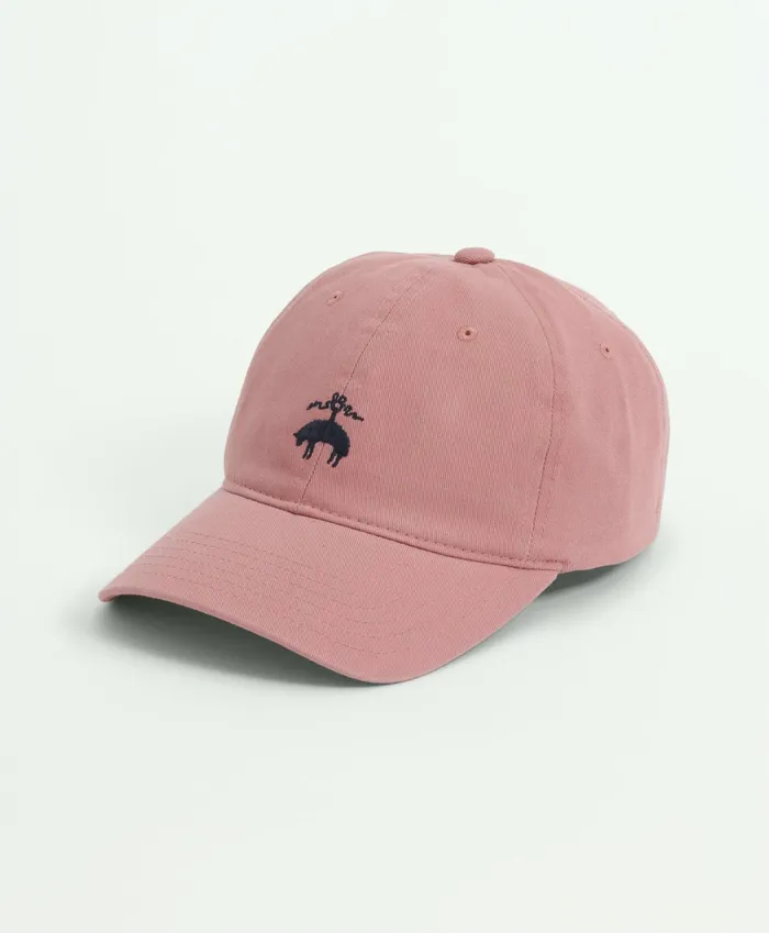 Men Cotton Logo Baseball Hat Bright Red Brooks Brothers Hats and Scarves