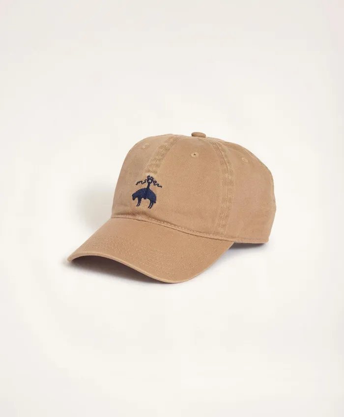 Men Cotton Logo Baseball Hat Khaki Brooks Brothers Hats and Scarves