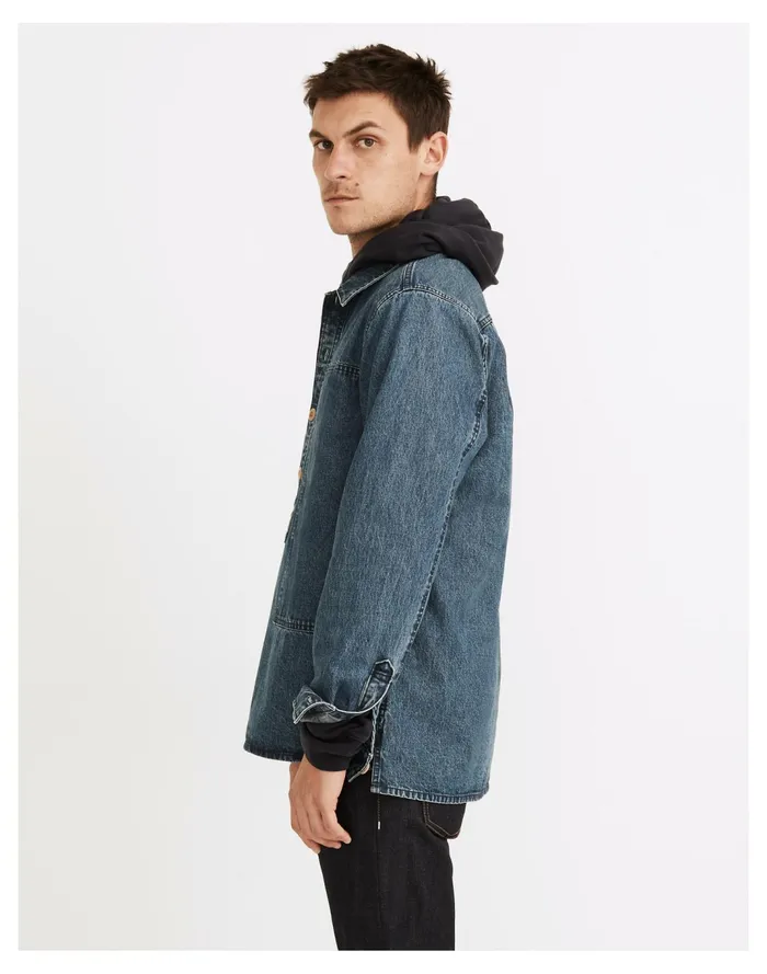 Men Denim Easy Long Sleeve Popover Shirt Barado Wash Madewell Shirts