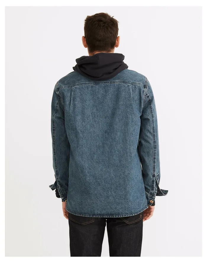 Men Denim Easy Long Sleeve Popover Shirt Barado Wash Madewell Shirts