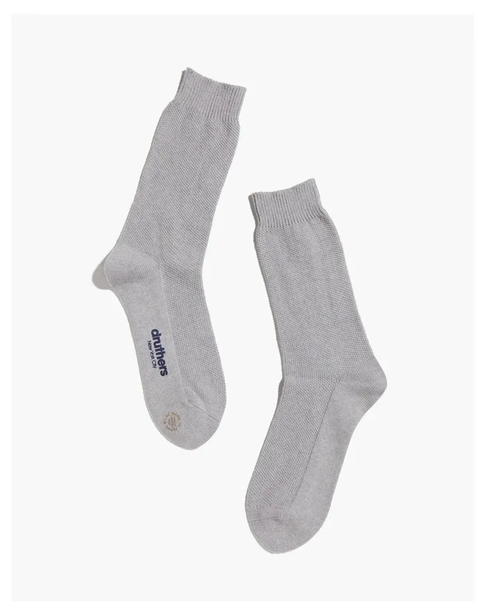 Men Druthers NYC Organic Cotton Pique Crew Sock Light Blue Madewell Socks