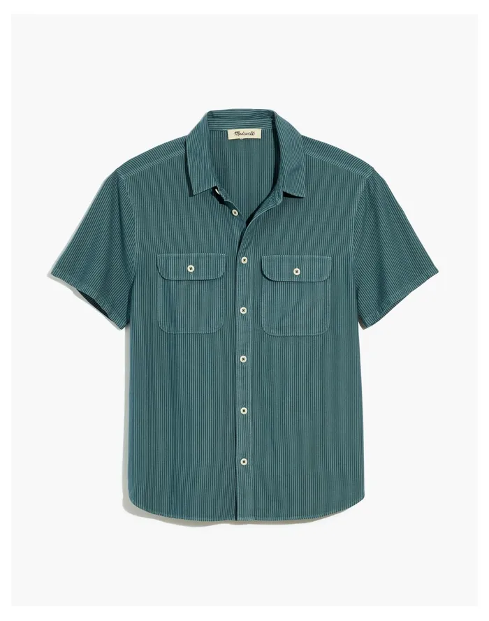 Men Easy Short Sleeve Shirt In Stripe Faded Shale Madewell Shirts Men Easy Short Sleeve Shirt In Stripe Faded Shale Madewell Shirts