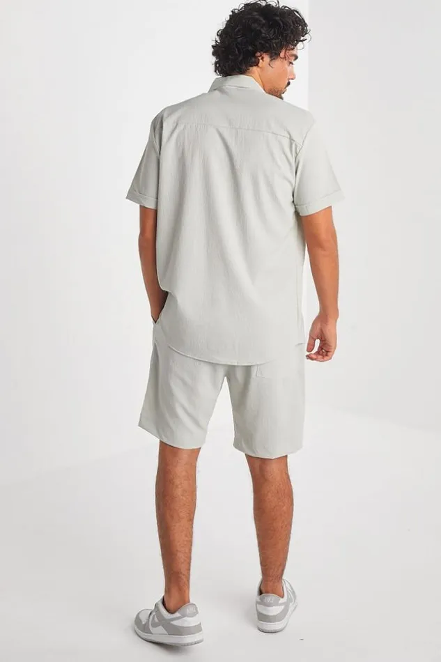 Men Ensemble 2 Pices Chemise Short Gris Grey Brentiny Paris Top Bottom Sets