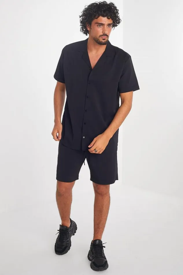 Men Ensemble 2 Pices Chemise Short Noir Black Brentiny Paris Top Bottom Sets Men Ensemble 2 Pices Chemise Short Noir Black Brentiny Paris Top Bottom Sets