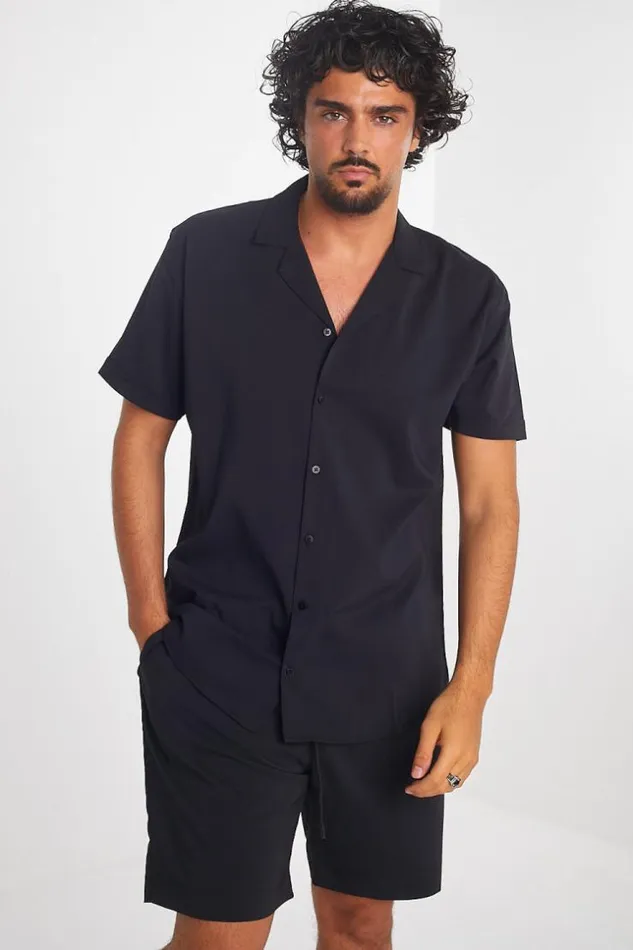 Men Ensemble 2 Pices Chemise Short Noir Black Brentiny Paris Top Bottom Sets Men Ensemble 2 Pices Chemise Short Noir Black Brentiny Paris Top Bottom Sets