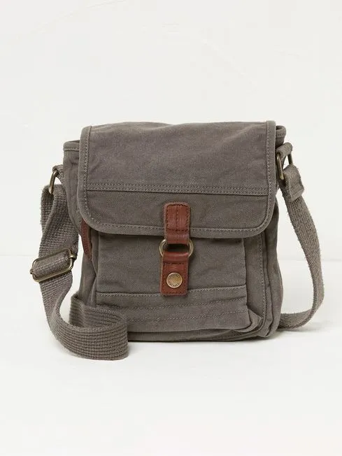 Men Fatface Bags and Wallets Easton Grey Canvas Crossbody Bag