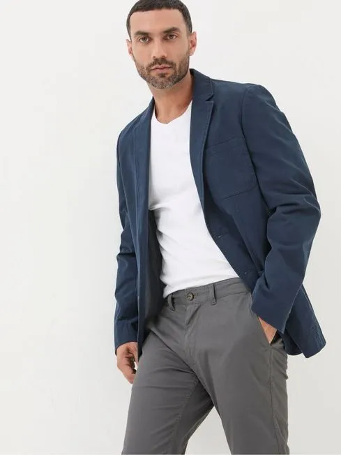 Men Fatface Coats and Jackets Chilworth Blue Cotton Blazer