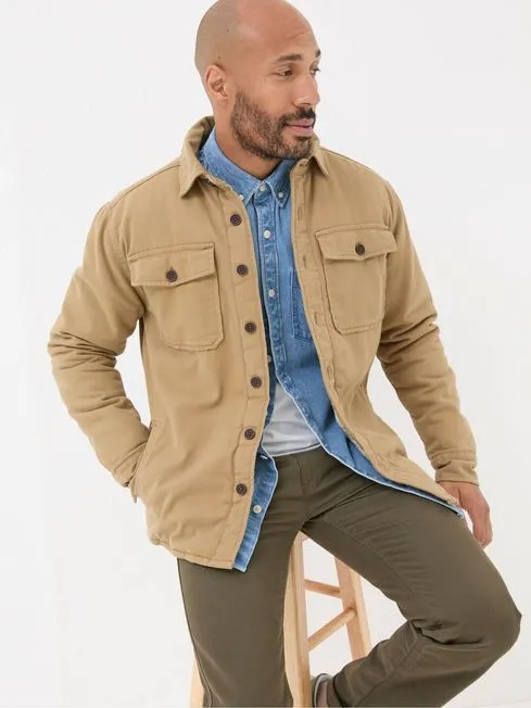 Men Fatface Coats and Jackets Walderton Beige Overshirt
