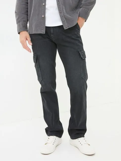 Men Fatface Jeans Black Cargo Jeans