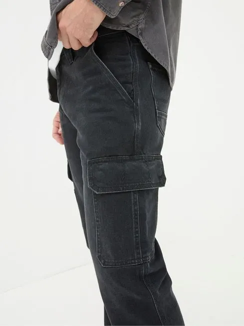 Men Fatface Jeans Black Cargo Jeans