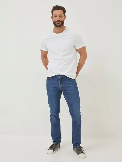 Men Fatface Jeans Blue Slim Mid Wash Jeans