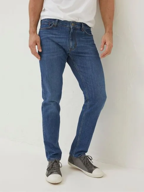 Men Fatface Jeans Blue Slim Mid Wash Jeans
