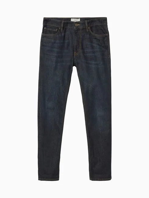 Men Fatface Jeans Dark Blue Vintage Wash Denim Slim Jeans