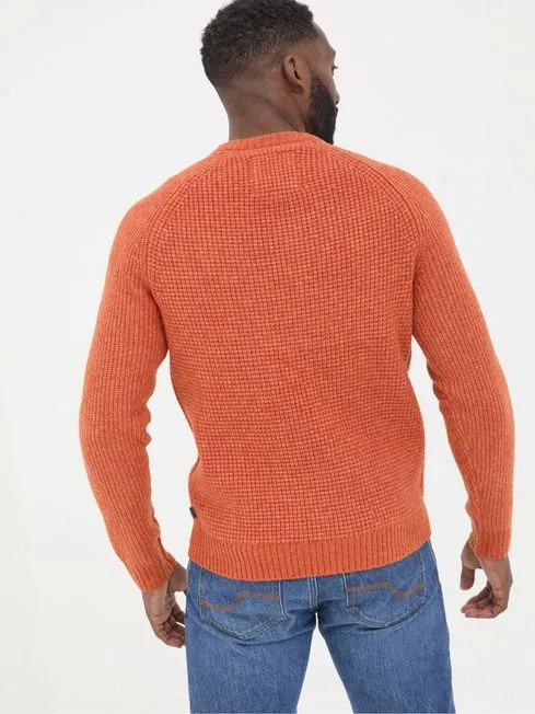 Men Fatface Knitwear Calder Orange Crew Neck Jumper