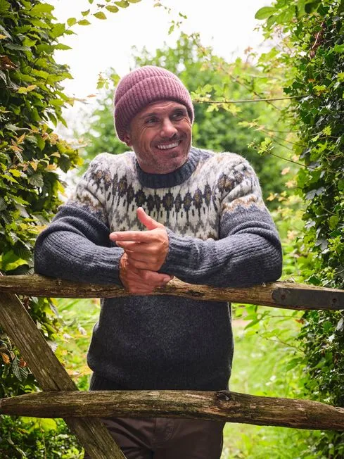 Men Fatface Knitwear Dark Grey Fairisle Pattern Jumper