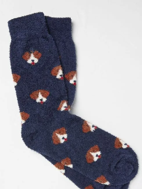 Men Fatface Loungewear Blue Navy Dog Cosy Socks