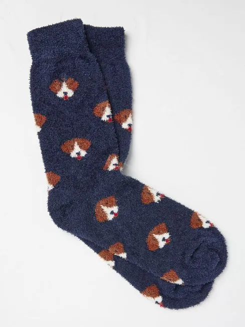Men Fatface Loungewear Blue Navy Dog Cosy Socks