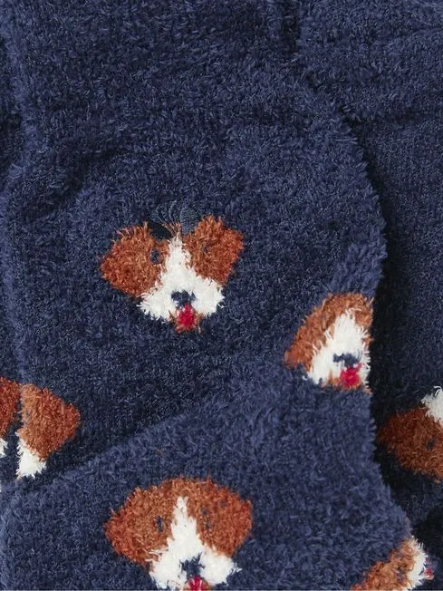 Men Fatface Loungewear Blue Navy Dog Cosy Socks