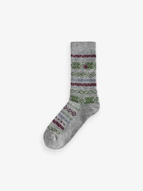 Men Fatface Loungewear Grey Cashmere Blend Fairisle Socks