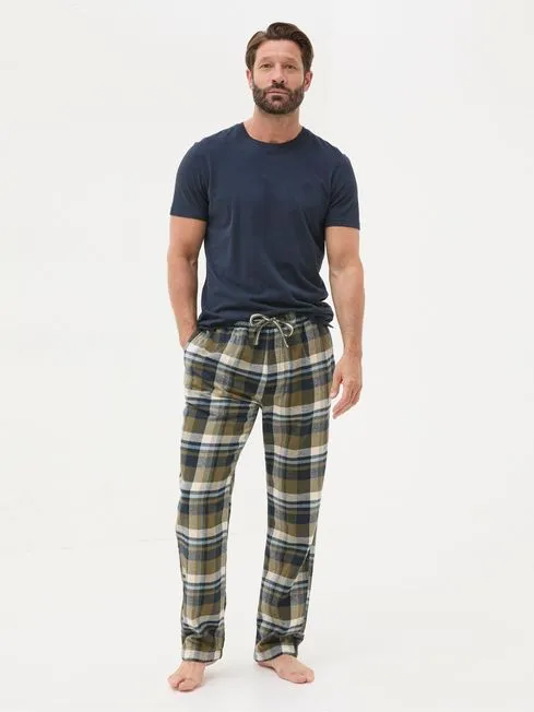 Men Fatface Loungewear Hambrook Green Check Pyjama Bottoms