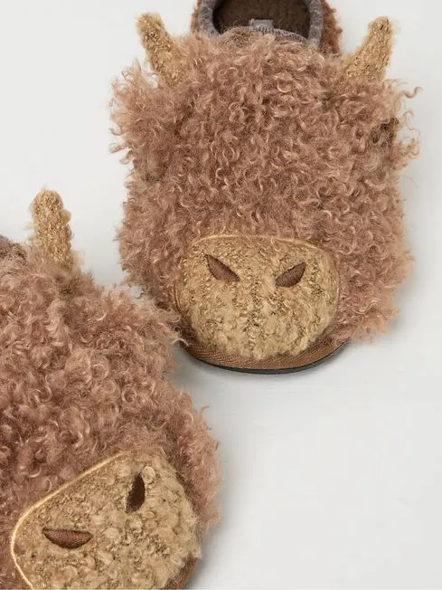 Men Fatface Pajamas and Nightwear Hamish Brown Highland Cow Slippers Men Fatface Pajamas and Nightwear Hamish Brown Highland Cow Slippers