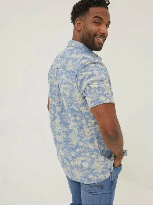 Men Fatface Shirts Blue Hawaiian Print Shirt Men Fatface Shirts Blue Hawaiian Print Shirt