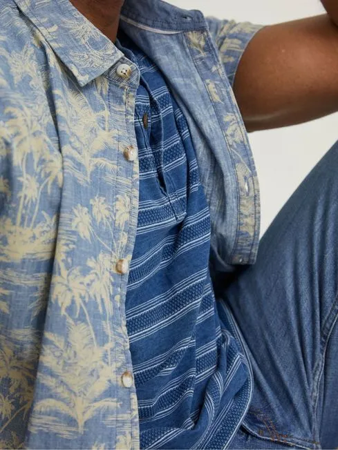 Men Fatface Shirts Blue Hawaiian Print Shirt Men Fatface Shirts Blue Hawaiian Print Shirt