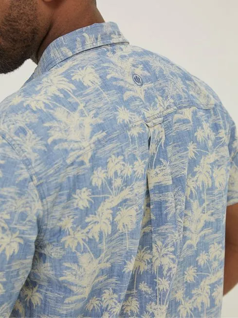 Men Fatface Shirts Blue Hawaiian Print Shirt Men Fatface Shirts Blue Hawaiian Print Shirt