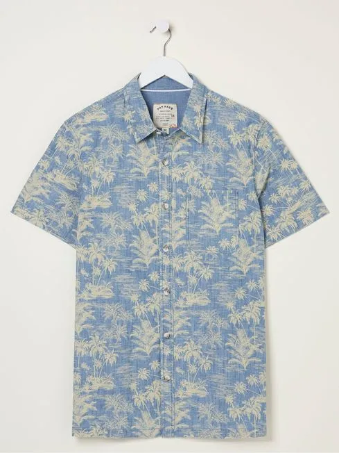 Men Fatface Shirts Blue Hawaiian Print Shirt Men Fatface Shirts Blue Hawaiian Print Shirt