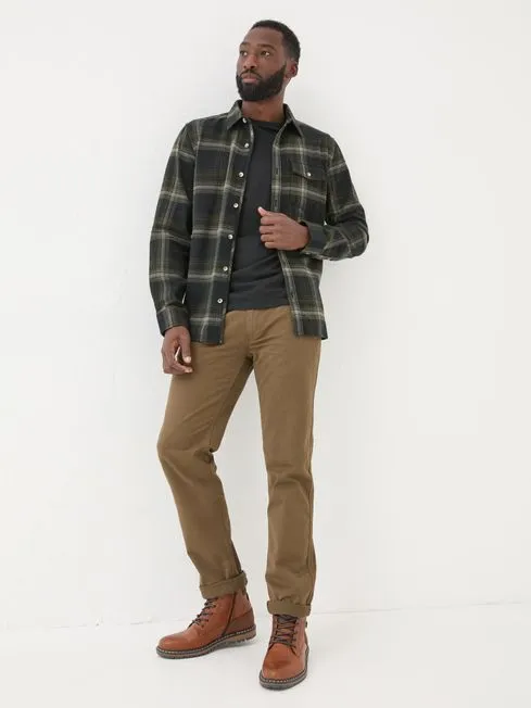 Men Fatface Shirts Dark Green Long Sleeve Selford Check Shirt Men Fatface Shirts Dark Green Long Sleeve Selford Check Shirt