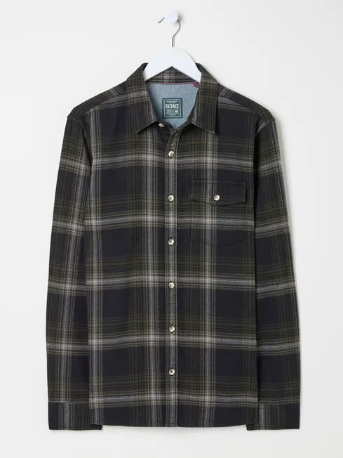 Men Fatface Shirts Dark Green Long Sleeve Selford Check Shirt Men Fatface Shirts Dark Green Long Sleeve Selford Check Shirt
