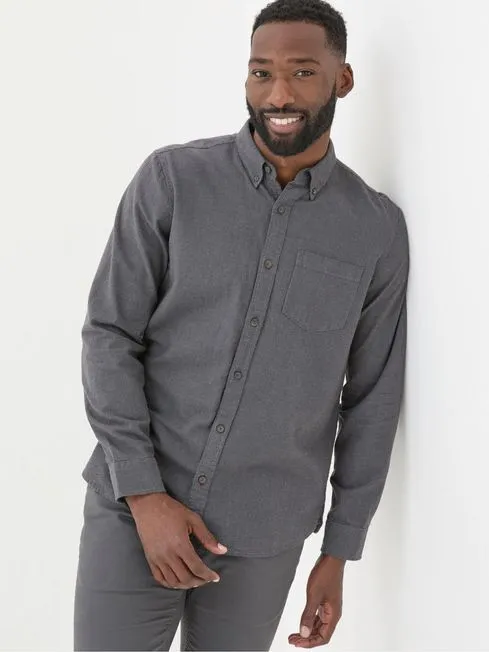Men Fatface Shirts Dark Grey Tadlow Puppytooth Shirt