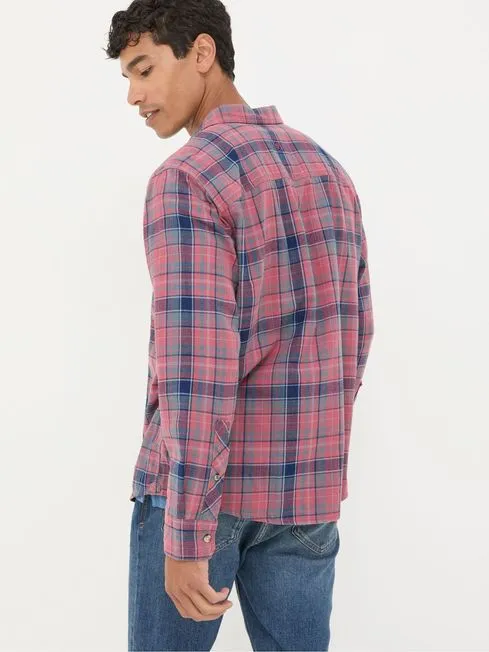 Men Fatface Shirts Davington Pink 100 Cotton Long Sleeve Check Shirt