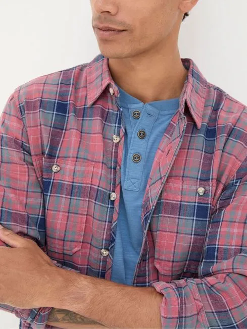 Men Fatface Shirts Davington Pink 100 Cotton Long Sleeve Check Shirt