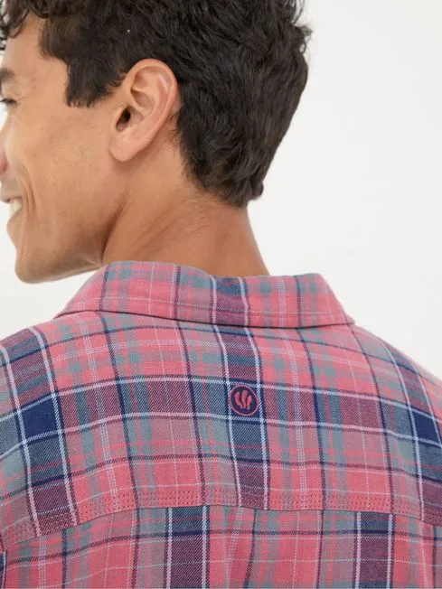 Men Fatface Shirts Davington Pink 100 Cotton Long Sleeve Check Shirt