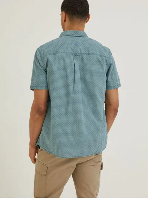 Men Fatface Shirts Green Geo Indigo Print Shirt Men Fatface Shirts Green Geo Indigo Print Shirt